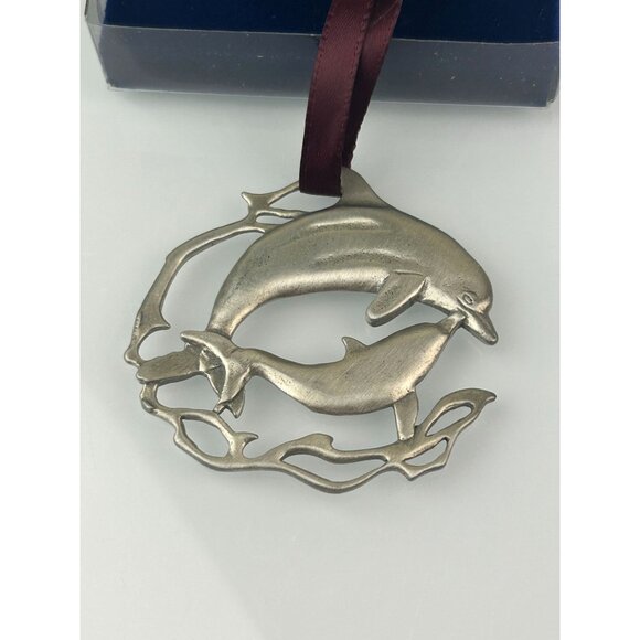 Lindsay Claire Fine Pewter Dolphin Ornament Coastal Ornament Christmas Holiday - Picture 7 of 12
